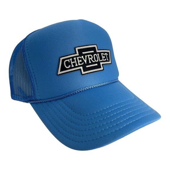 NEW VINTAGE STYLE CHEVROLET TRUCKS LOGO COLUMBIA BLUE TRUCKER HAT CAP ADULT - Picture 1 of 3